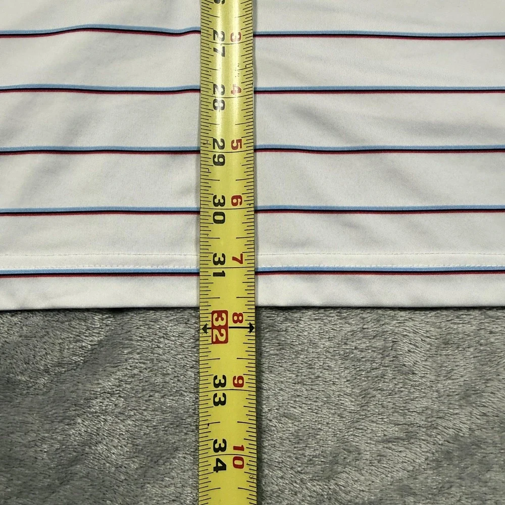 RLX‎ Ralph Lauren Polo Shirt Mens XL White Striped Short Sleeve Golf Performance